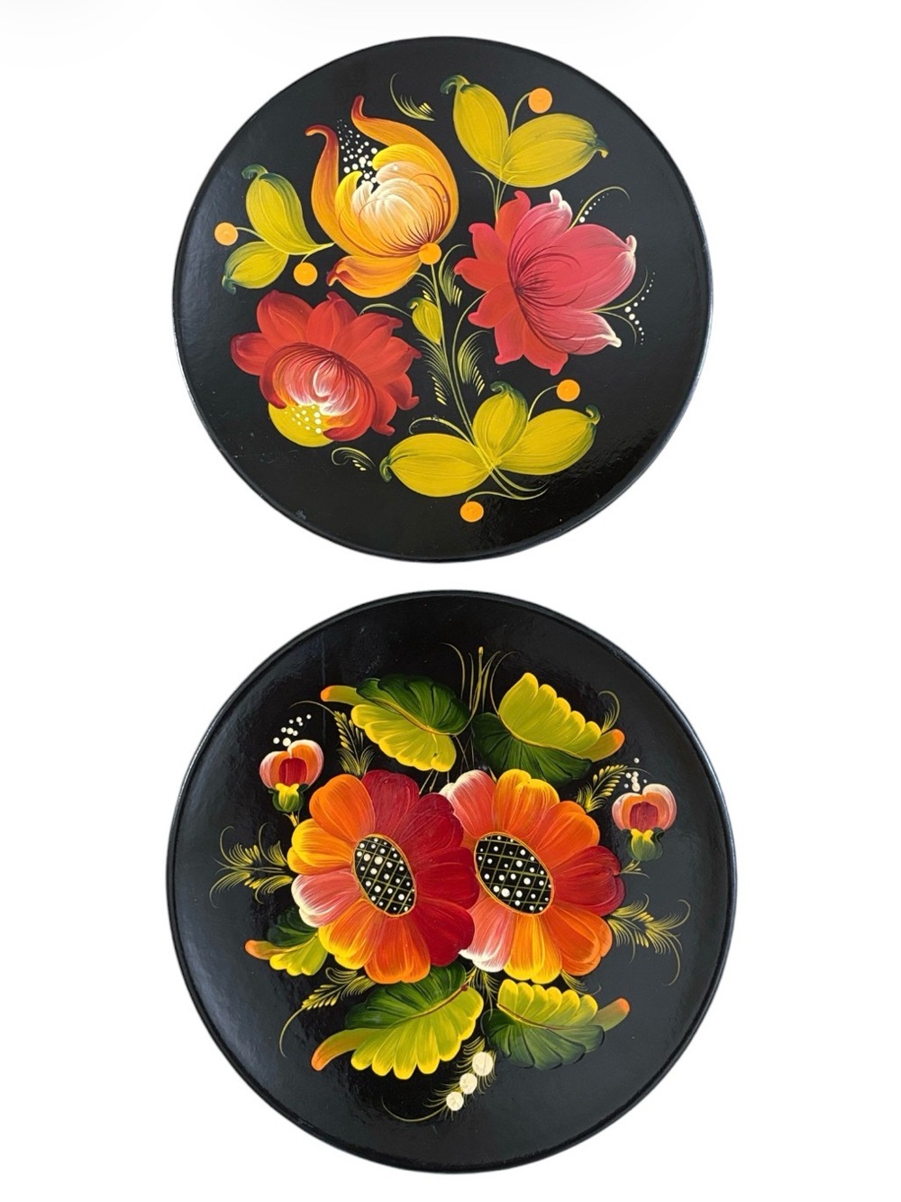 Russian Hand Painted Vintage Plates 1980’s Set of 2